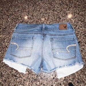 American Eagle Outfitters Light Blue Distressed Jean Shorts